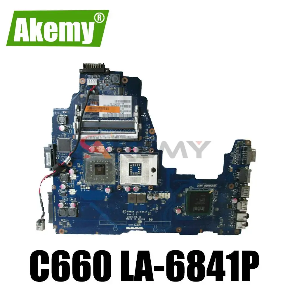 

AKEMY PWWAA LA-6841P Notebook Mainboard For TOSHIBA Satellite C660 GM45 GL40 Laptop motherboard K000111600 K000111590 DDR3