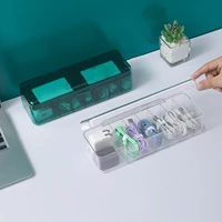 desktop data cable storage box transparent abs data line storage container with lid anti dust boxes for office desk organizer