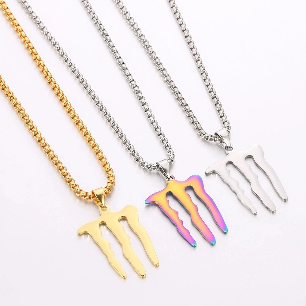 New Men Women Street Trend Monster Magic Claw Necklace Hip Hop Pendants Choker Stainless Steel Fashion Jewelry Party Accessories