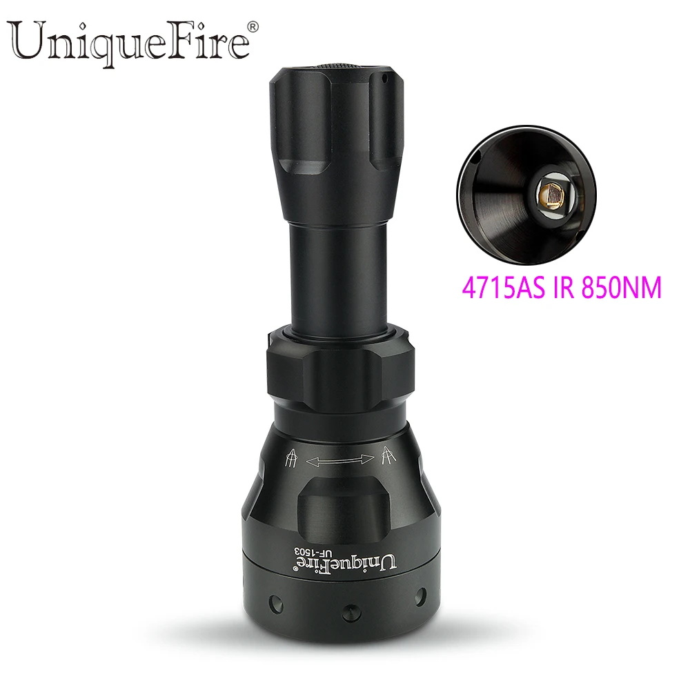 

Uniquefire 1503 T50 4715S IR 850NM Hunting Led Flashlight Infrared Night Vision Waterproof Lamp Torch Design 3 Modes