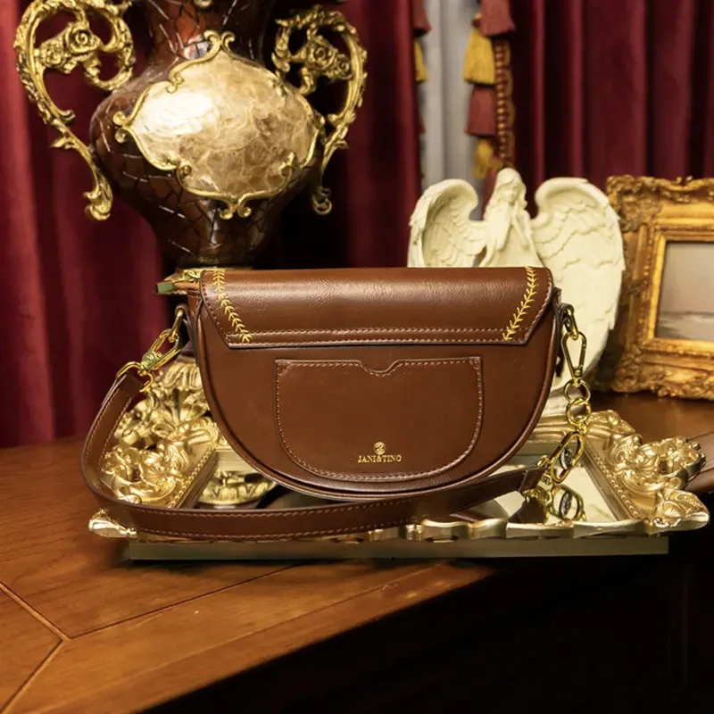 Luxurious Retro Zebra Striped Saddle Handbag Women's Bag 2023 New Fashion Leather Purse Satchels Sac