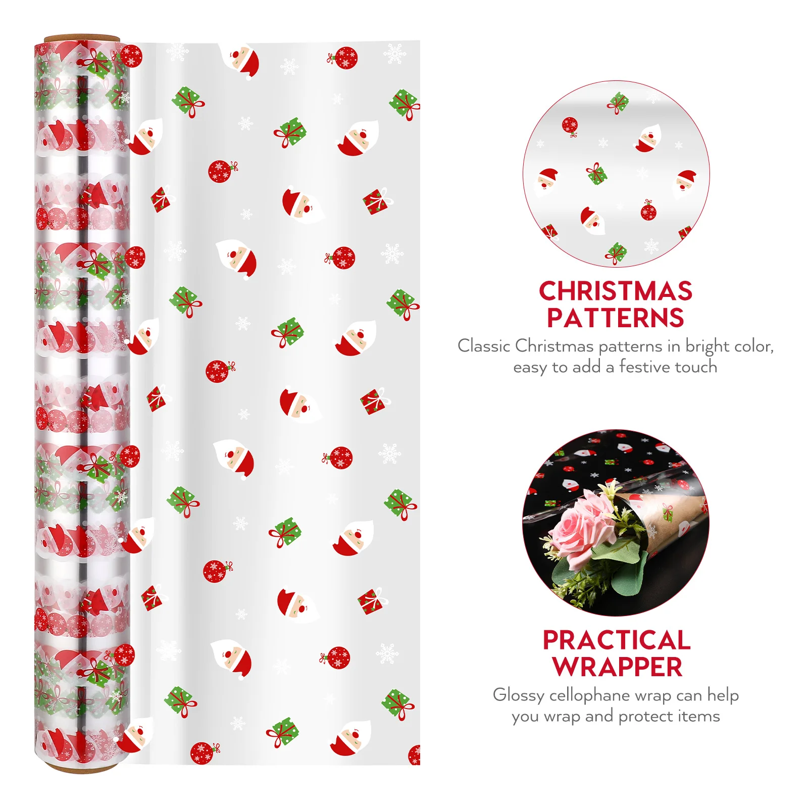

Cellophane Wrap Christmas Roll Paper Wrapping Clear Giftbasketrolls Santa Hampers Wrapper Baskets Transparent Claussheet Cello