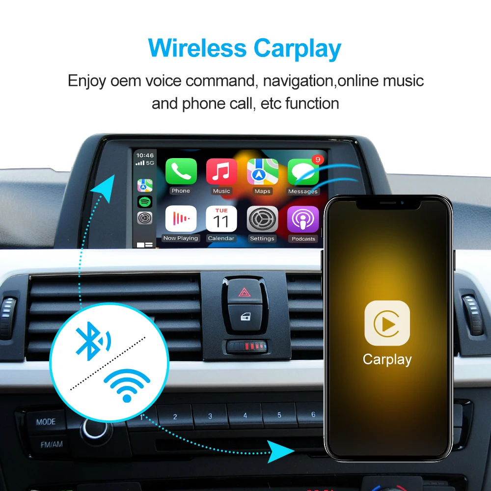 Wireless Carplay for BMW F30 F31 F20 F21 F10 F01 X5 E70 X3 F25 MINI NBT EVO System 6.5 8.8 10.25inch Mirror Link Decoder Module