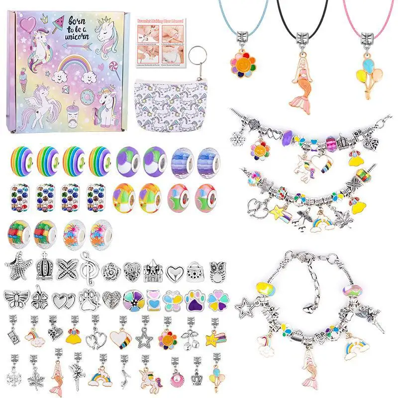 

Hot Selling Blockbuster Colorful Crystal Beaded Children's Puzzle Diy Diversified Bracelet Set Upgraded Bracelet Unicorn Gift Bo