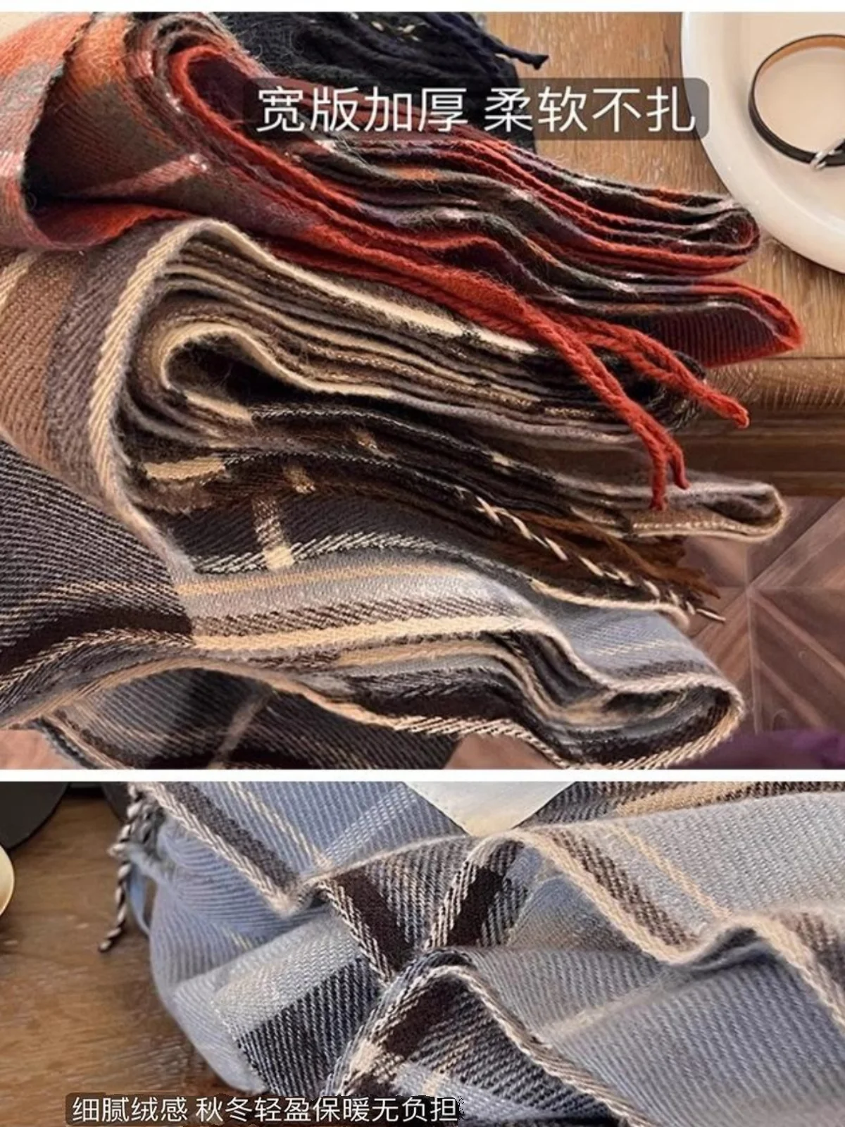 Кашемировый женский шарф новинка 2024 клетчатая теплая шаль фуляр платок из