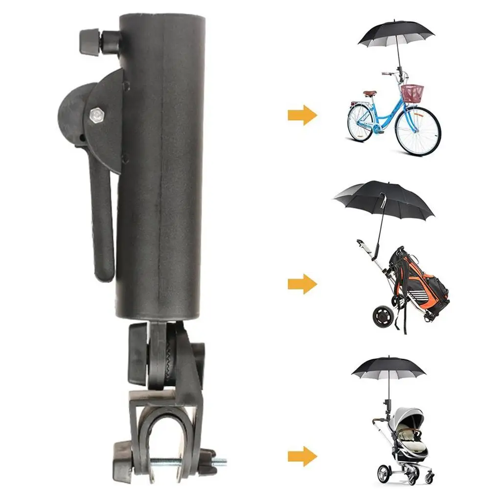 

Golf Trolley Double Lock Umbrella Bracket Adjustable Stand Outdoor Sports Mounting Attachment Bike Wheelchair Chair