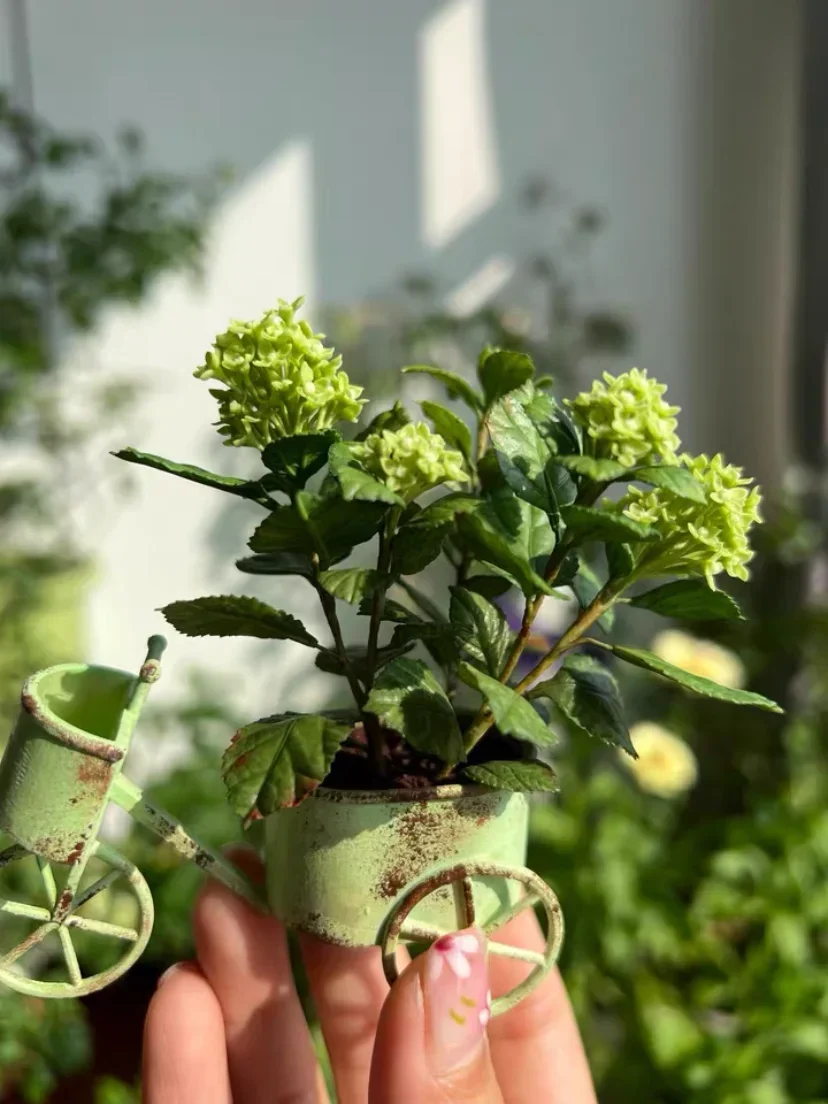 Фото miniaturowe kwiaty glina zielona roślina róża Fleshiness Model lalki bukiet ślubny scena impreza dekoracja pokoju akcesoria do domku dla lalek №2
