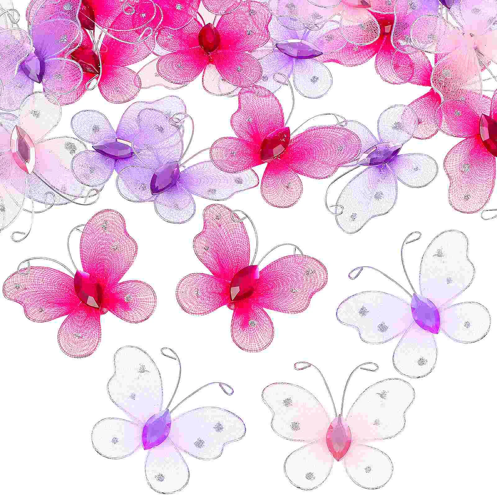 

50 Pcs Wire Butterflies Wedding Table Decor Home Butterfly Decorations Nylon Scatter