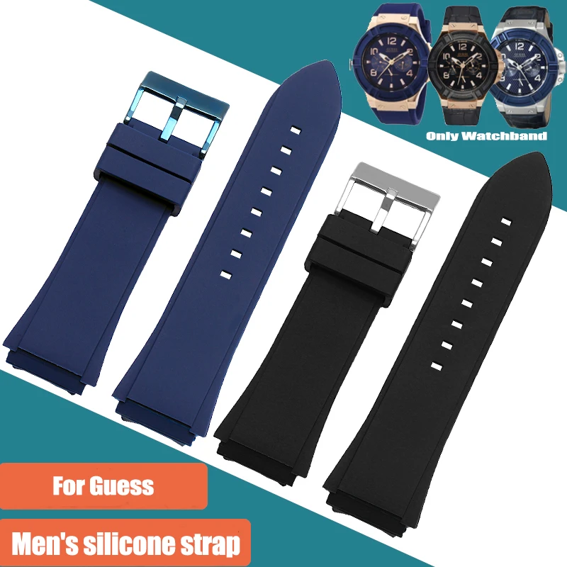 

22mm Rubber Watch Strap Blue Color Silicone Rubber Bracelet For GUESS W0247G3W0040G3 W0040G7 GC Watchband Brand Sport Wristband
