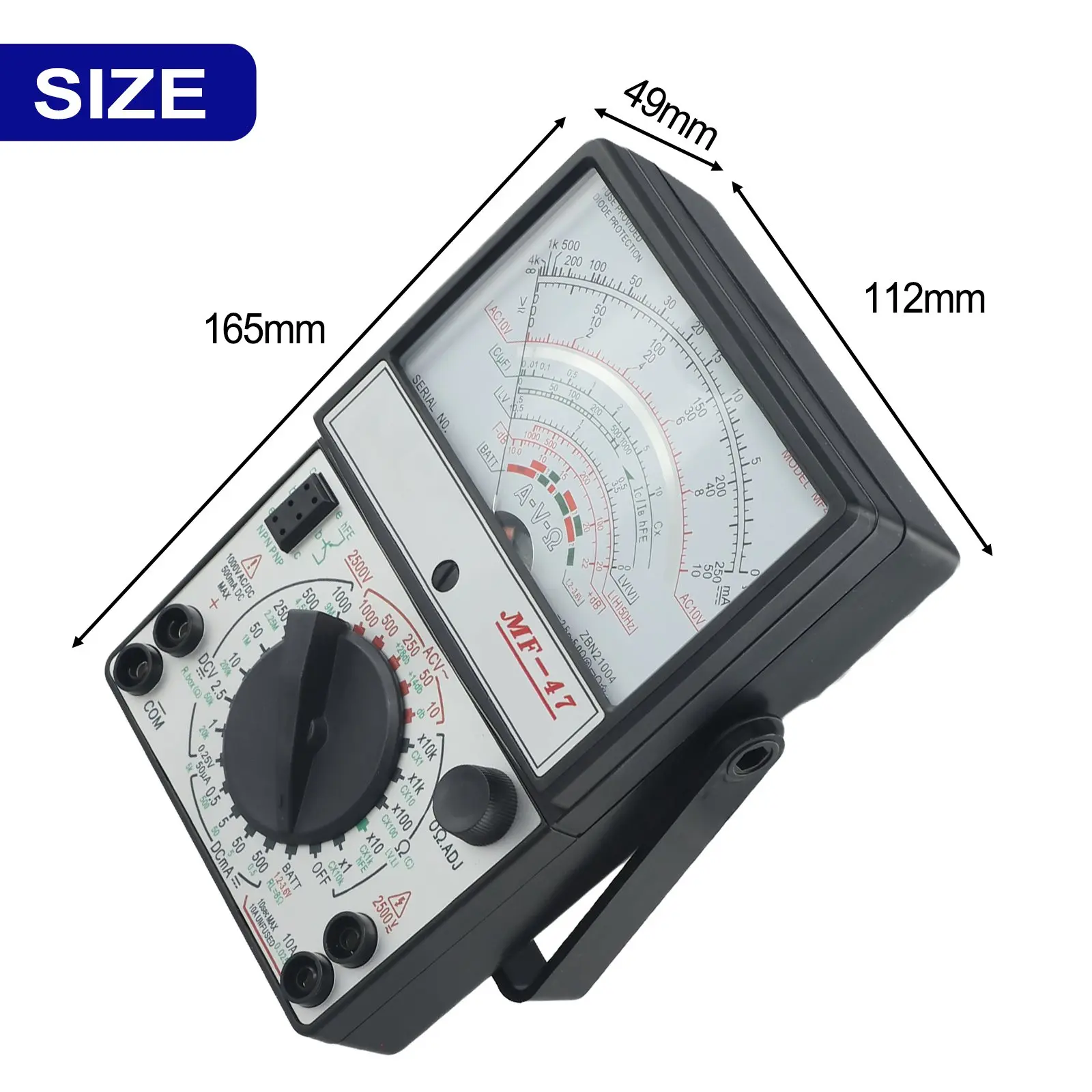 MF-47 Аналоговый мультиметр Амперметр Омметр измеритель с питанием от батареи