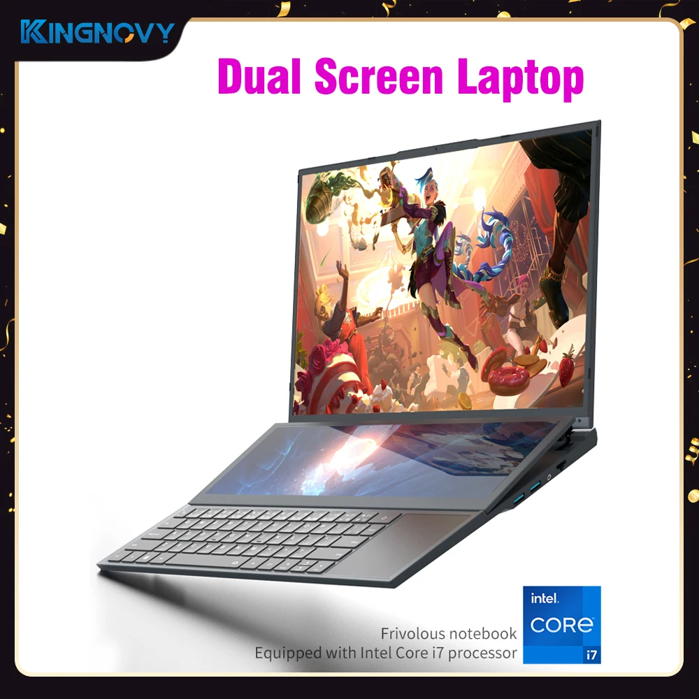 

Dual Screen 10th Intel I7-10750H Gaming Laptop 16 Inch IPS + 14'' Touch Max 64GB DDR4 4TB NVMe Slim Notebook Gamer PC Computer