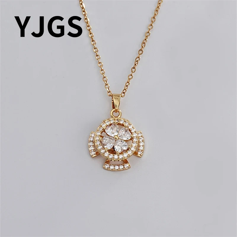 YJGS 1 изысканный и модный медный набор с Цирконом ожерелье маленьким цветком