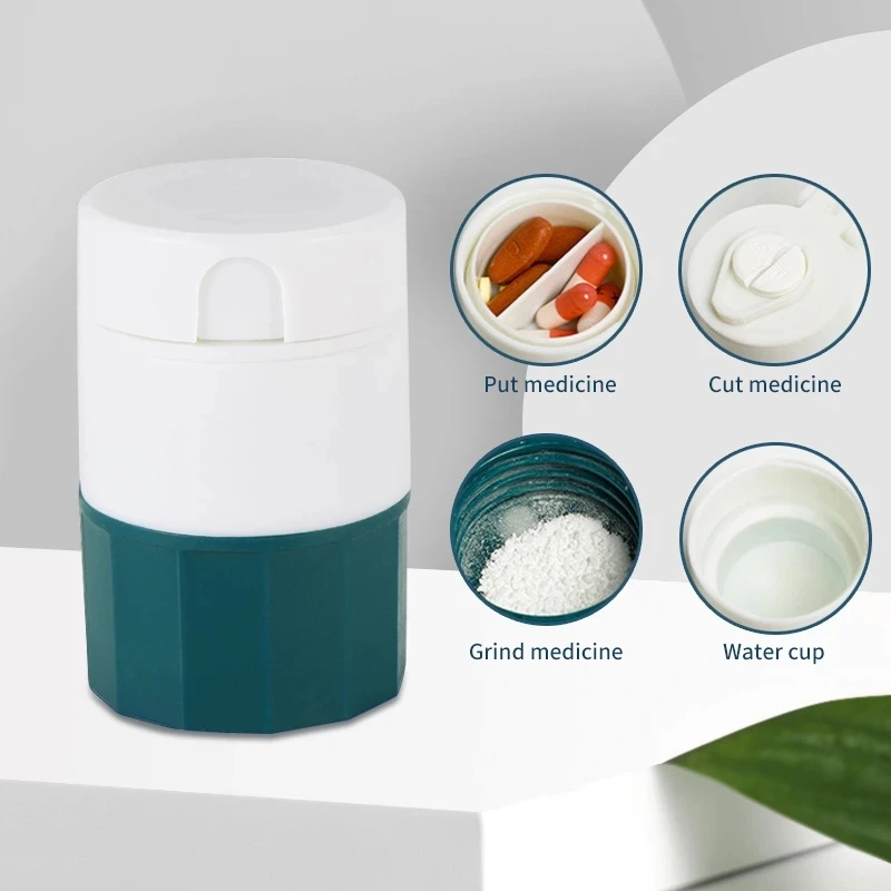 Picadora de polvo portátil multifunción de 4 capas, caja divisora de medicina, trituradora de pastillas, cajas de pastillas