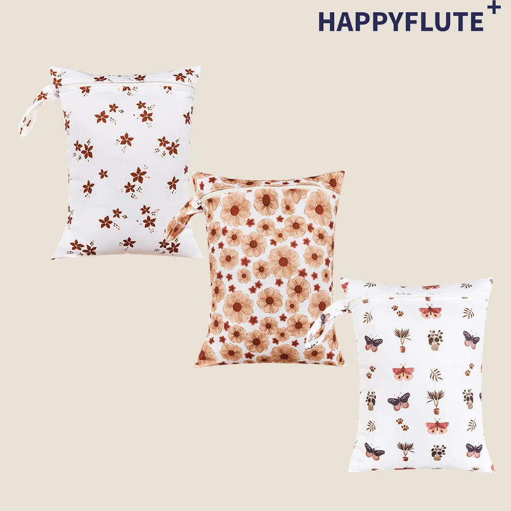 HappyFlute Exclusive 3PCS/SET Wetbag Zippered Waterproof Reused Diaper Bags Large Capacity