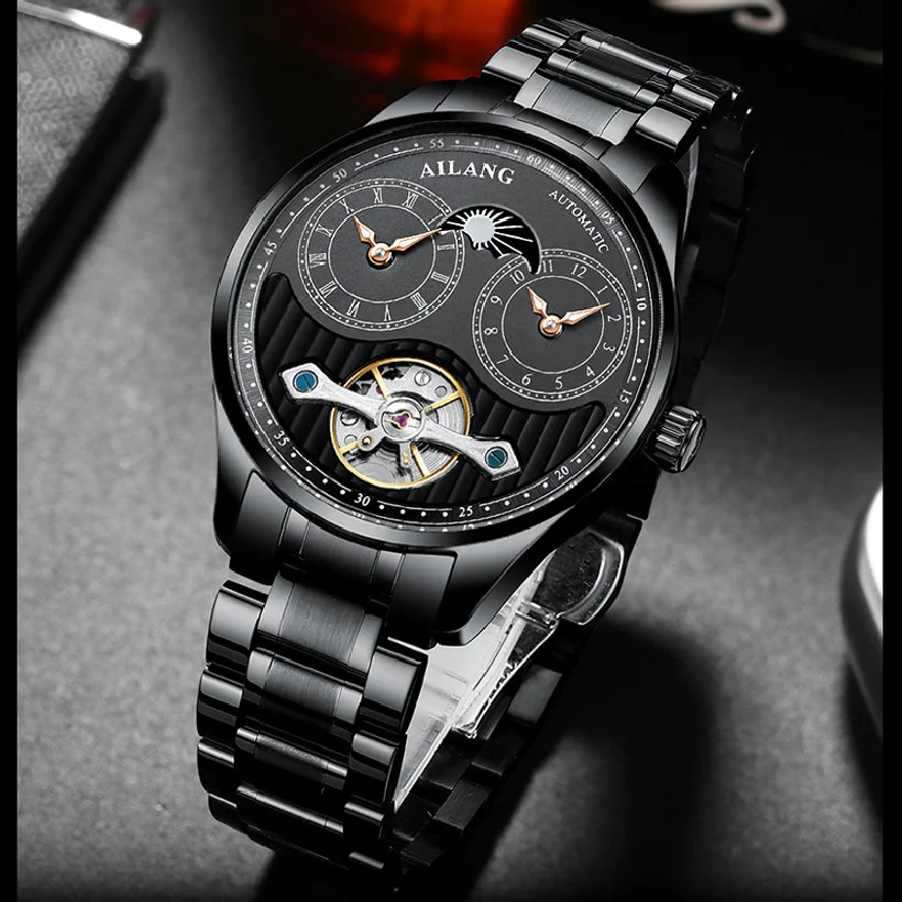 

AILANG Fashion Men's Luxury Personality Stainless Steel Luminous Waterproof Watch Tourbillon Hollow Automatic Mechanical Watches