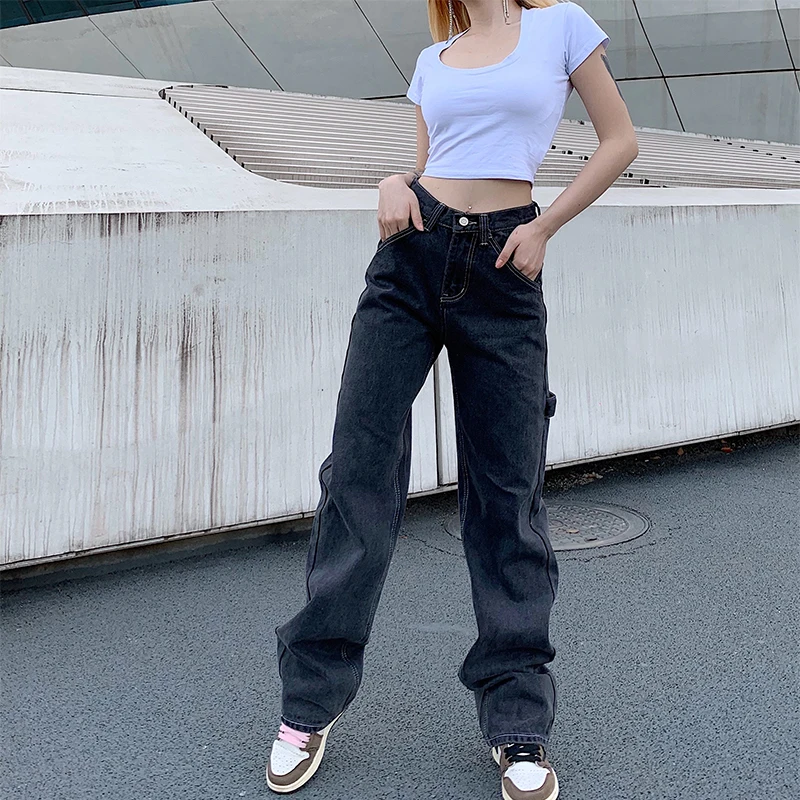 High Waisted Y2K Grunge Baggy Jeans Harajuku Fairycore Cute Cargo Pants Streetwear Casual Fashion Denim Trousers