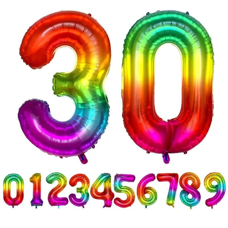 

Гигантские 42-дюймовые радужные цифры, фольгированные воздушные шары, большие фотообои, свадебные украшения, товары для дня рождения, детски...