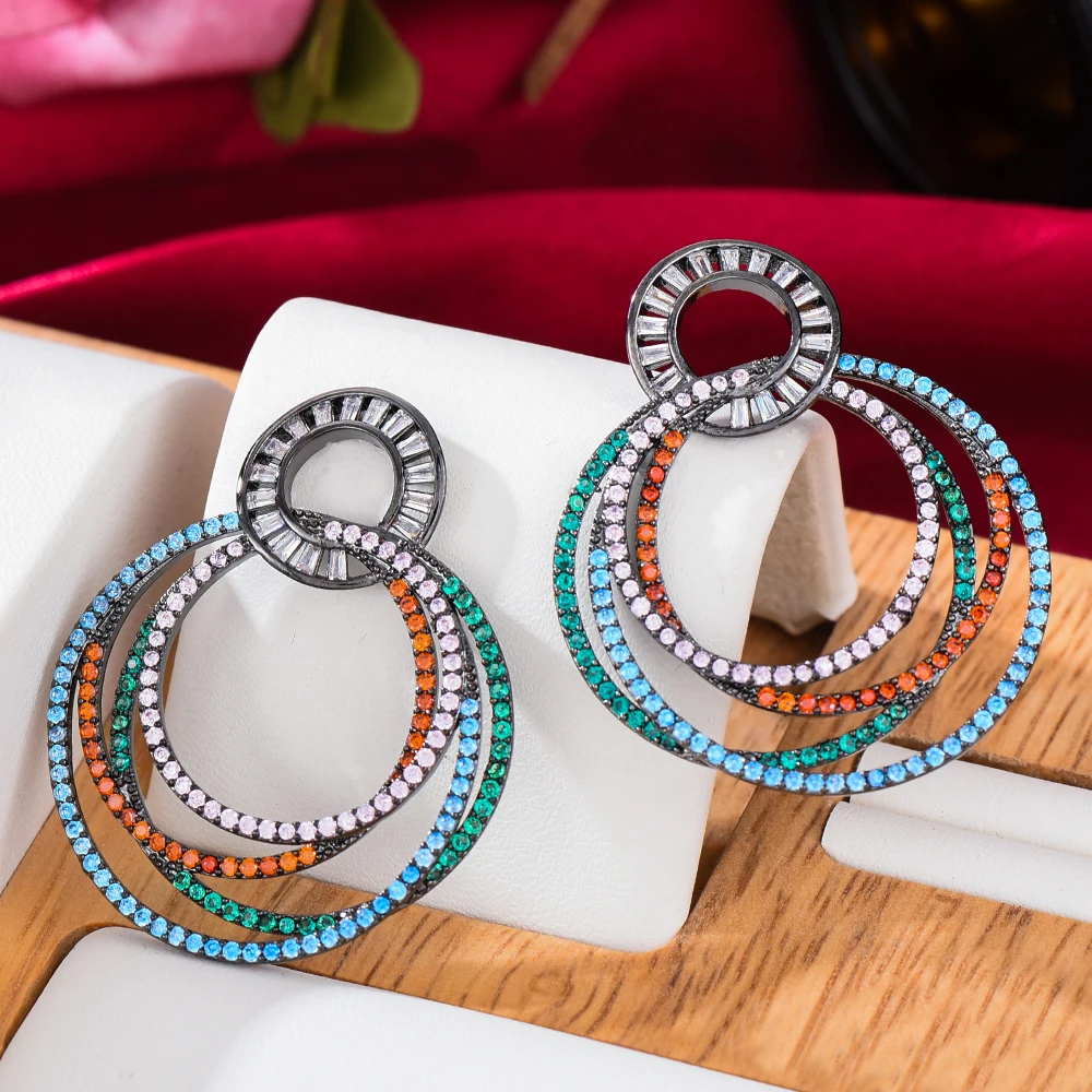 Женские круглые серьги-кольца Siscathy, разноцветные Круглые серьги с кубическим цирконием, аксессуары в Дубае, 2022