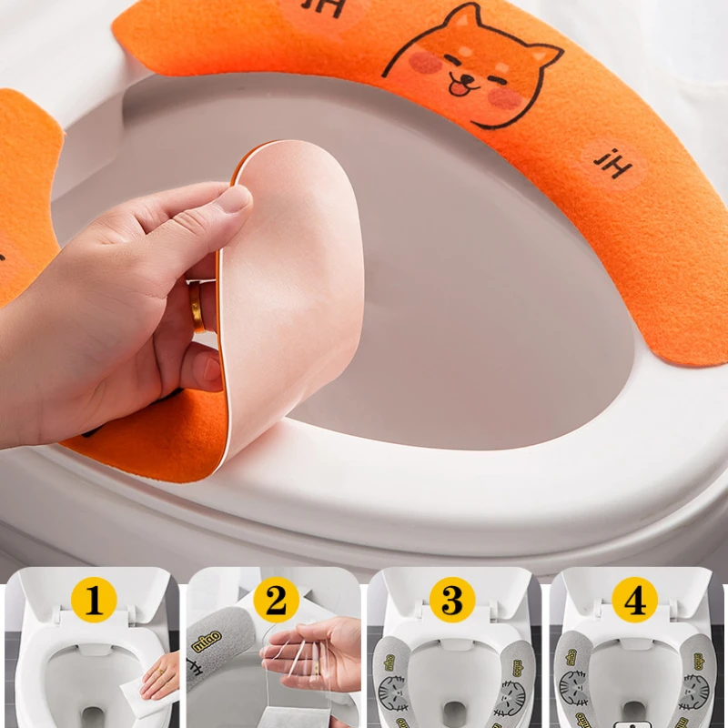 

Cartoon Toilet Mat Bathroom Seamless Paste Toilet Mat Velvet Toilet Mat Household Toilet Soft Seat Cover Toilettes Accessoires