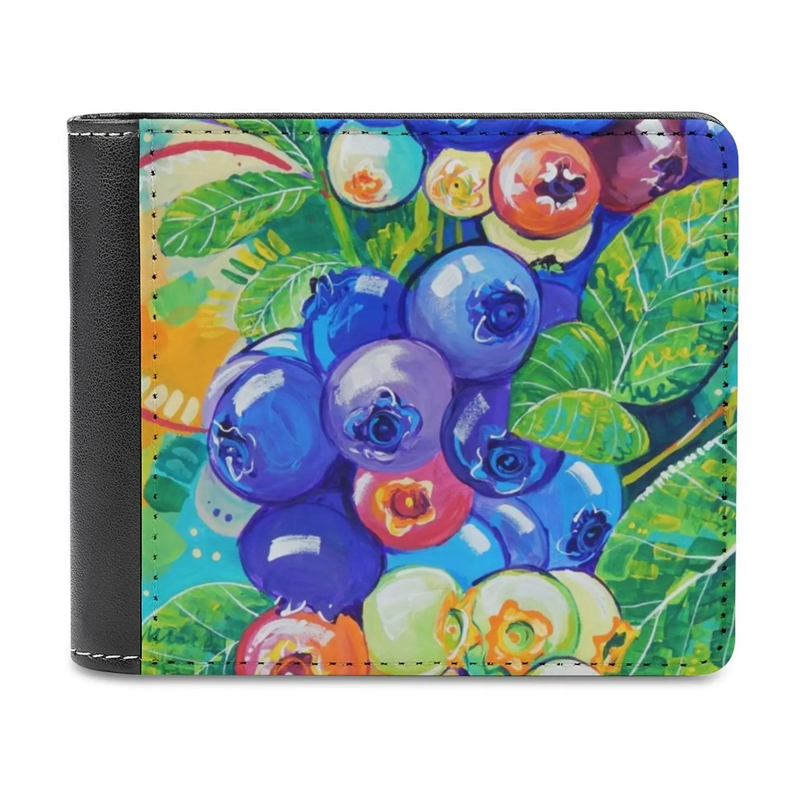 

Blueberries Men Wallet Pu Leather Short Male Purses Credit Card Wallet For Men Money Bag Blueberry Blue Berry Colorful