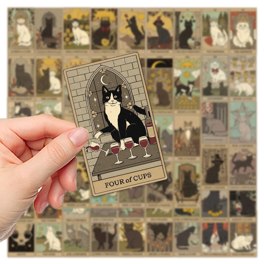

10/30/72pcs Gothic Tarot Mystic Cat Stickers for Laptop Guitar Tablet Phone Classic Toy Graffiti PVC Kids Sticker Cartoon Decals