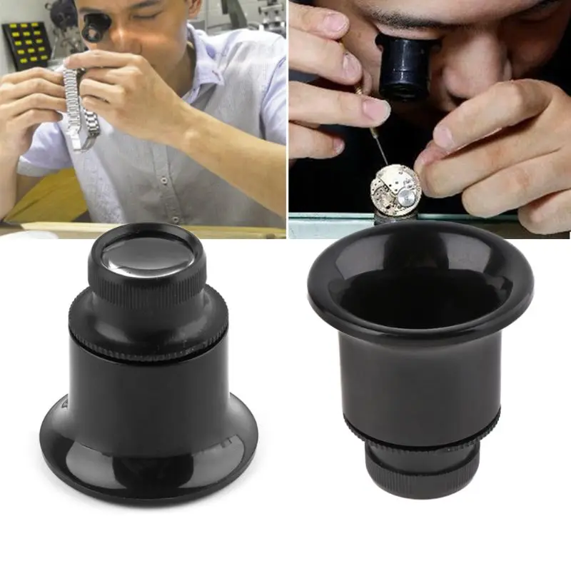 

20X Jeweler Watch Magnifier Tool Monocular Magnifying Glass Loupe Lens Black