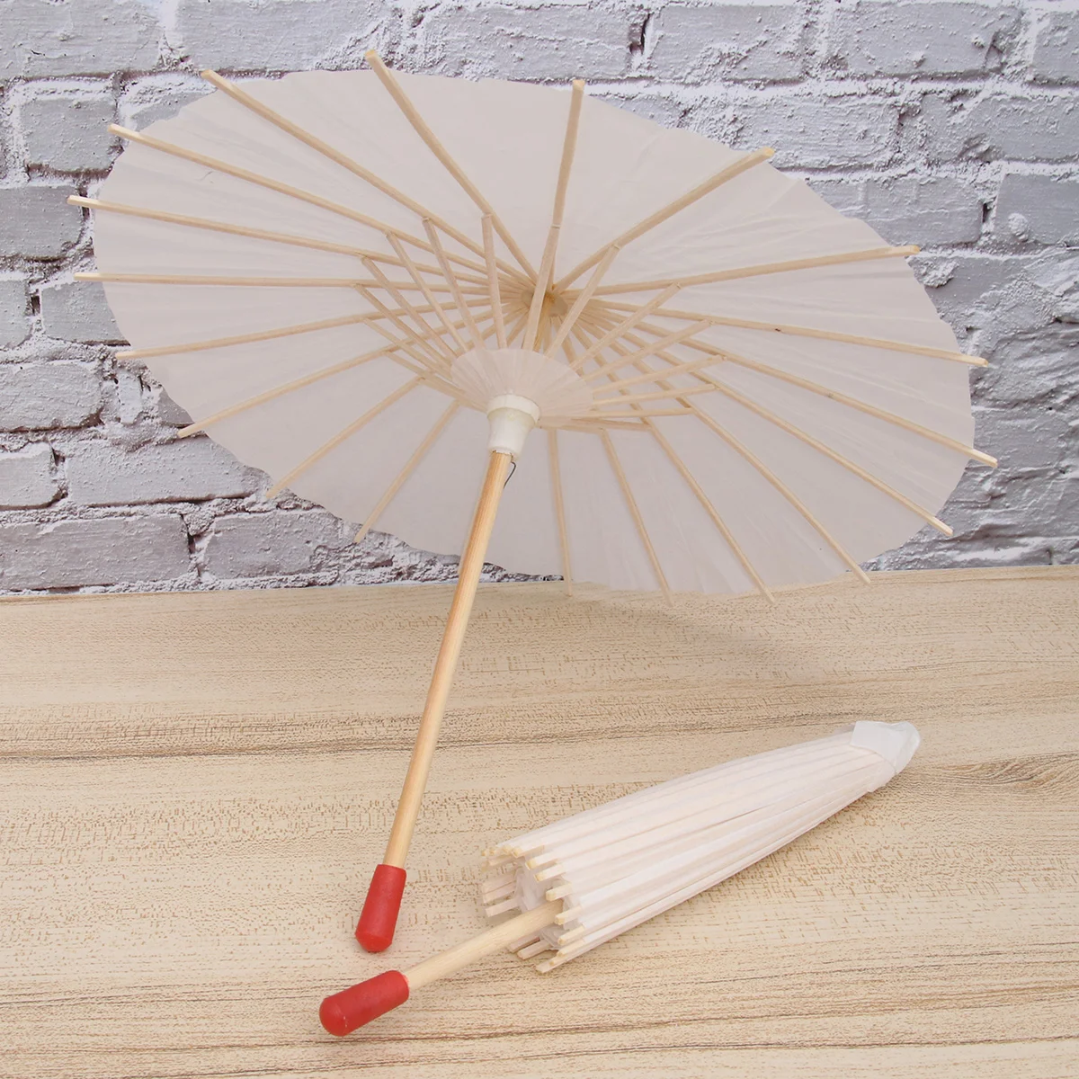 

2 шт., зонтик из белой бумаги, китайский зонтик из японской бумаги, свадебное украшение (Размер 22, зонтик с узором и ручкой для