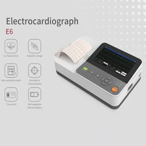6-канальный 12-дюймовый цветной HD дисплей, ЭКГ-машина, цифровой электрокардиограф с сенсорным экраном, кардиологический монитор ЭКГ, принтер