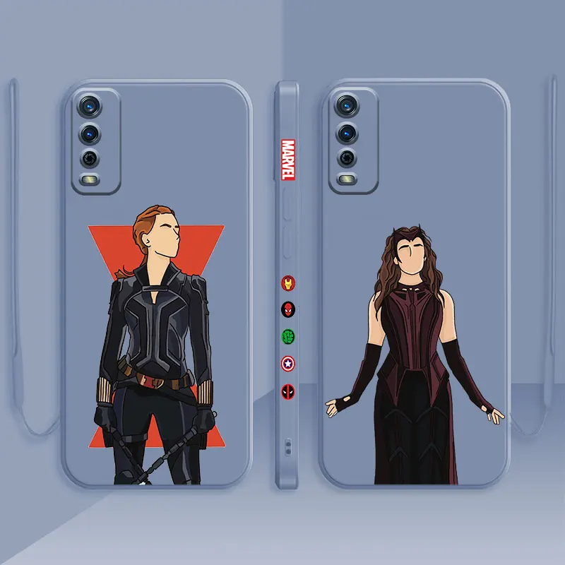

Liquid Silicon Case For Samsung Galaxy A52 A72 A12 A71 A51 A53 A73 A31 A32 A41 A21S Funda Marvel Scarlet Witch Wanda Black Widow