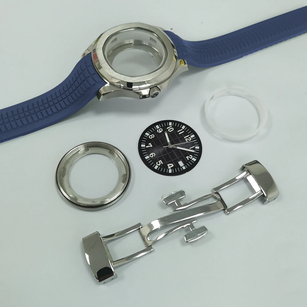 Watch Accessories Case 42mm Stainless Steel Case Literal Pointer Rubber Strap Can Hold NH35/NH36/NH4R/NH7S Movement