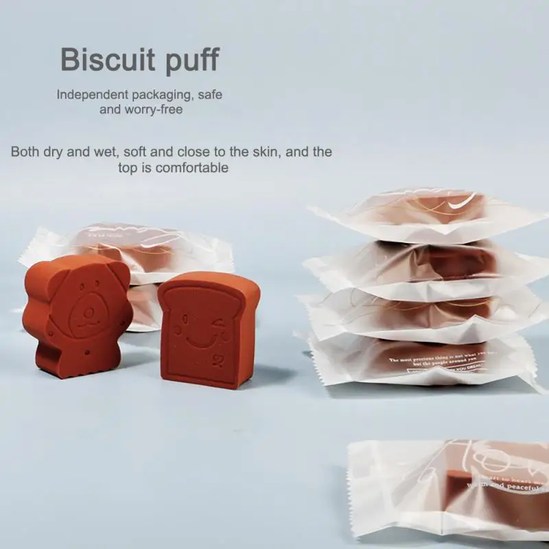 

Cute Bear Biscuit Cosmetic Puff For Lady Daily Makeup Powder Puff Wet And Dry Non-eaten Powder 6-pack Cosmetic Powder Puff 1