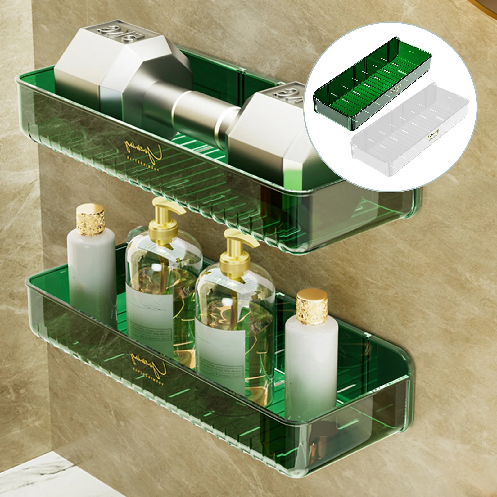 

Bathroom Shelf Organizer Shower Makeup Storage Rack Shelves Wall Mounted Toilet Shampoo Holder No Drill Family Organizer