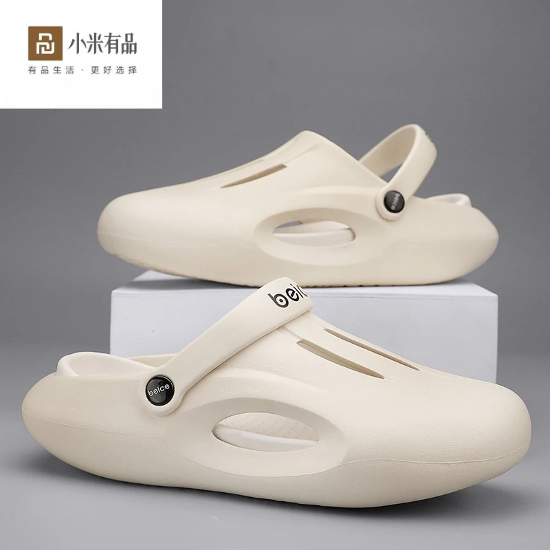 

Slippers Man Fashion Outdoor Beach Baotou Hole Shoes Breathable Casual Anti Slip Indoor House Men Jelly Slippers New Summer