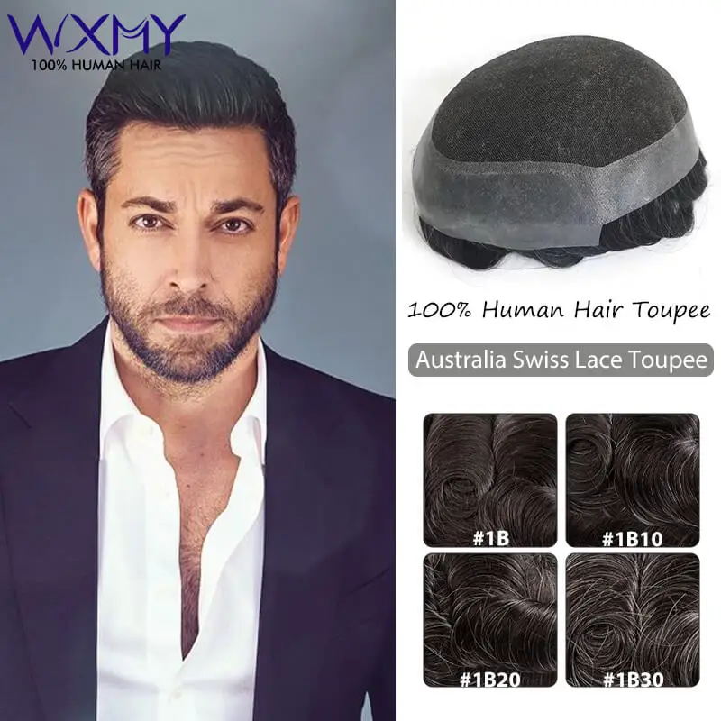 Австралийский парик для волос мужской швейцарское кружево и основание из