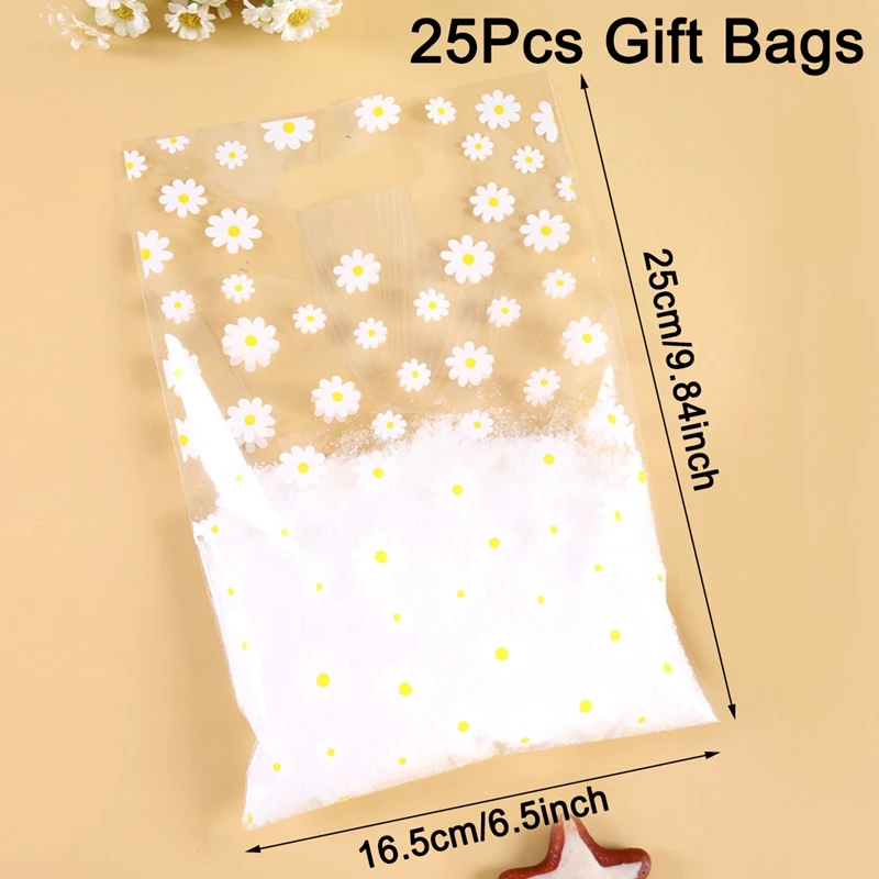 

Прозрачные пакеты для конфет с ромашкой 25/50/100 шт
