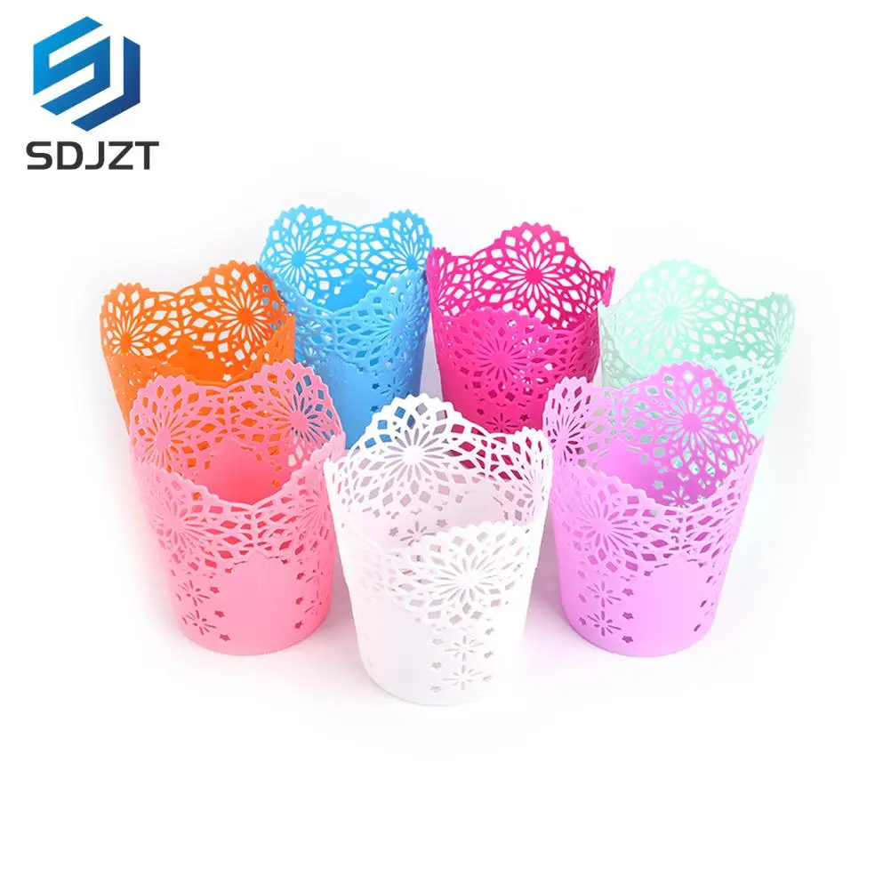 

1PC Storage Organizer Hollow Rose Flower Pen Case Pencil Stand Container Stationary Study Round Pen Holders