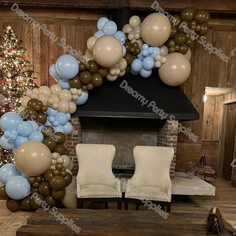

Balloons Garland Arch Kit Sand Caramel Matte Pastel Blue Ballon Wedding Decoration Birthday Baby Shower Decoration Background