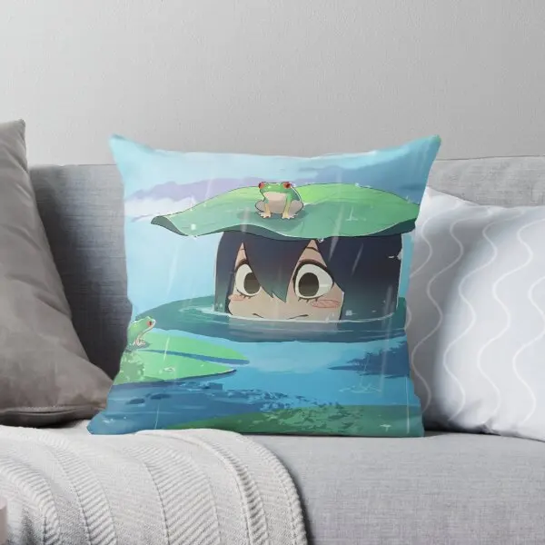 

My Hero Academia Tsuyu Asui 4 Printing Throw Pillow Cover Office Bedroom Car Waist Cushion Sofa Square Case Pillows not include