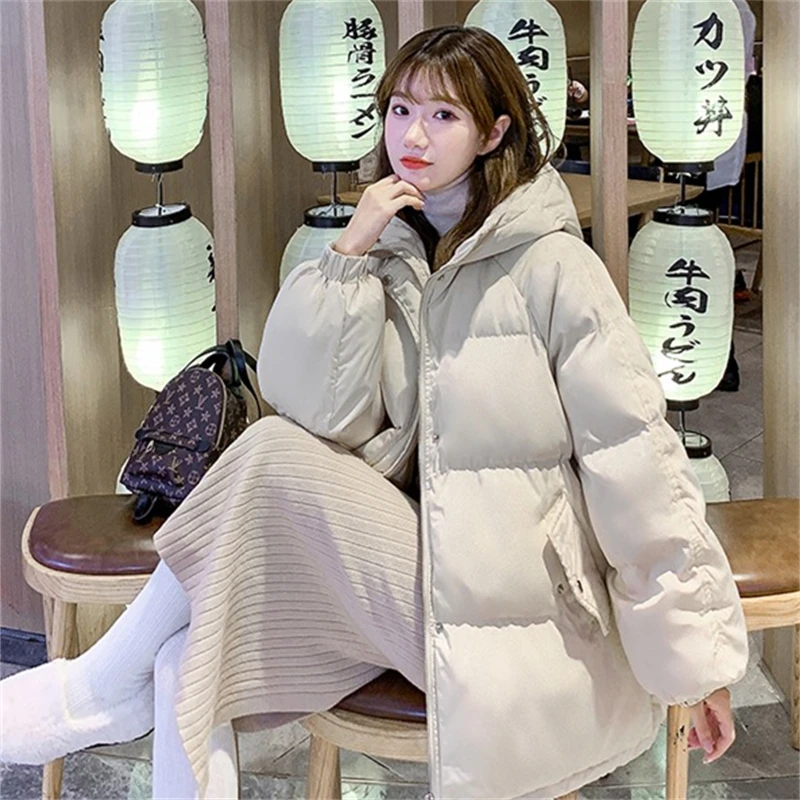 2022 Winter Women Cotton Padded Coats Thick Warm Solid Oversized Jacket Korea Harajuku Loose Casual Outerwear Purple Black Cloth