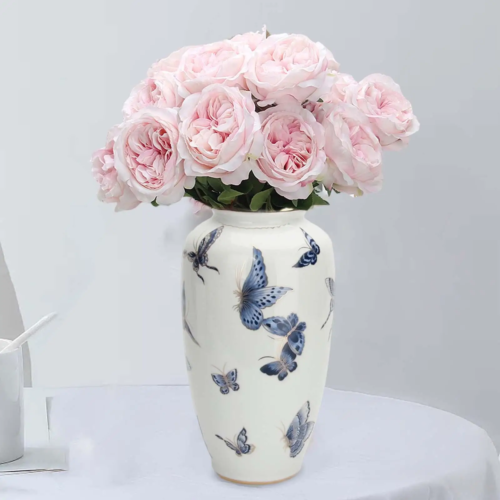 

Chinese Ceramic Vase Large Smooth Handmade Vintage Wide Mouth Porcelain Vase