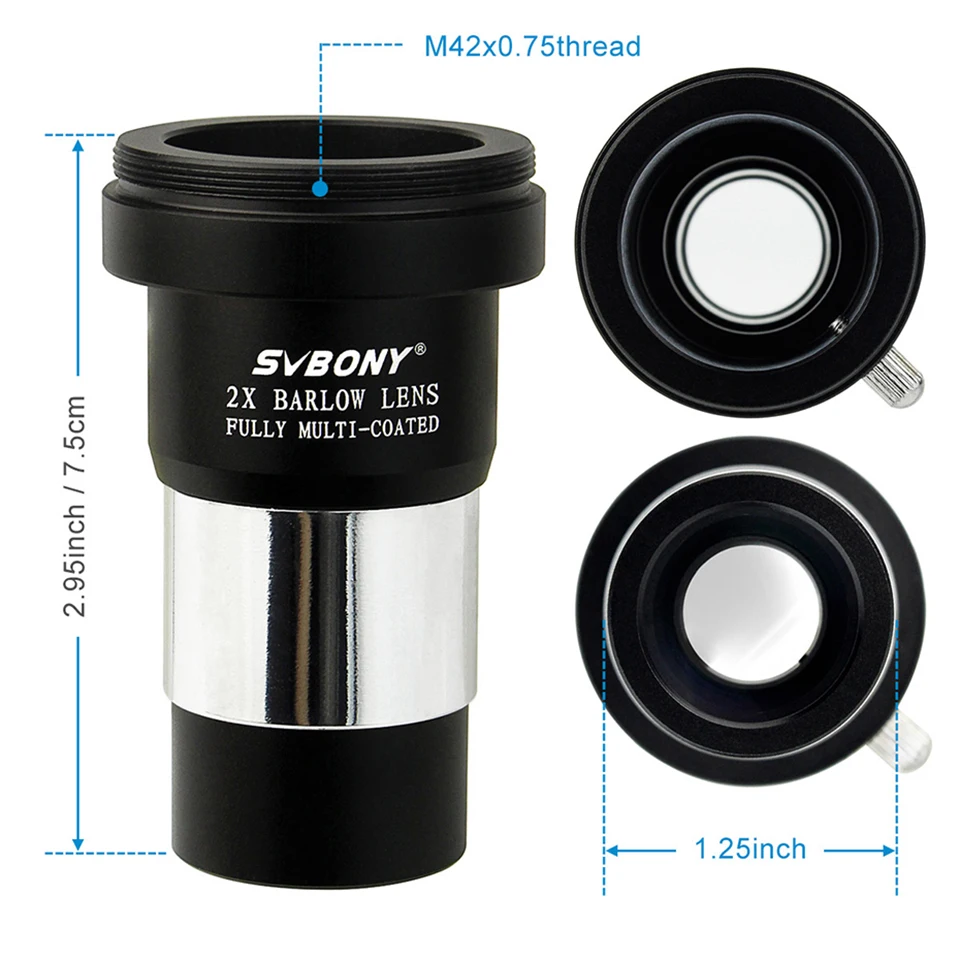 1 25 дюймовый полностью металлический многослойный 2x Удлинительный объектив с
