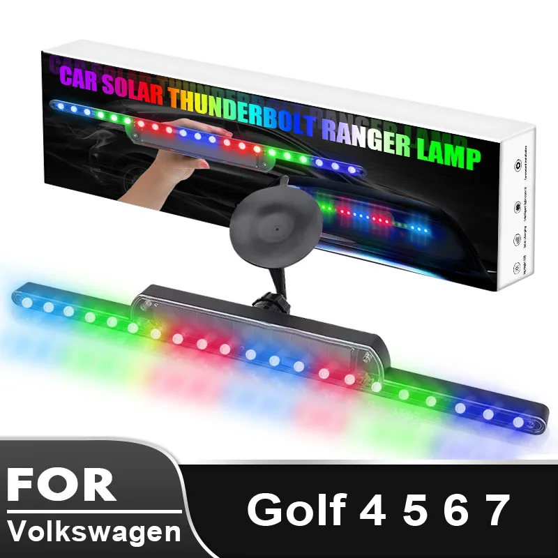 

Car LED Lights Auto Solar Colorful Warning Light Anti-rear-end Lights Decorative led Lamps Tools for Volkswagen VW Golf 4 5 6 7