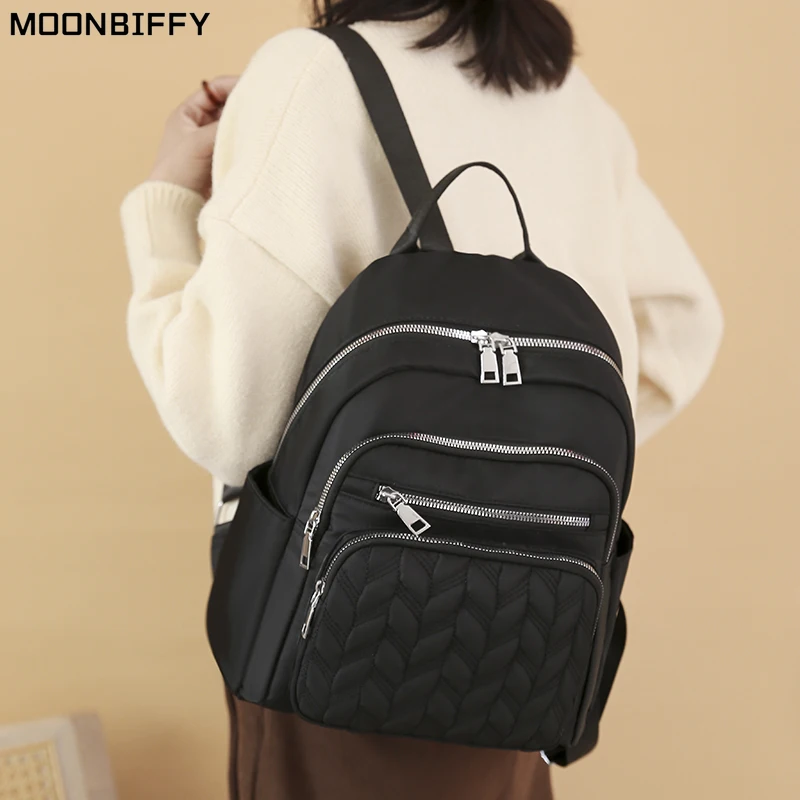 

Повседневный Рюкзак из ткани «Оксфорд» для женщин, качественная Водонепроницаемая школьная сумка, однотонный дорожный ранец с несколькими...