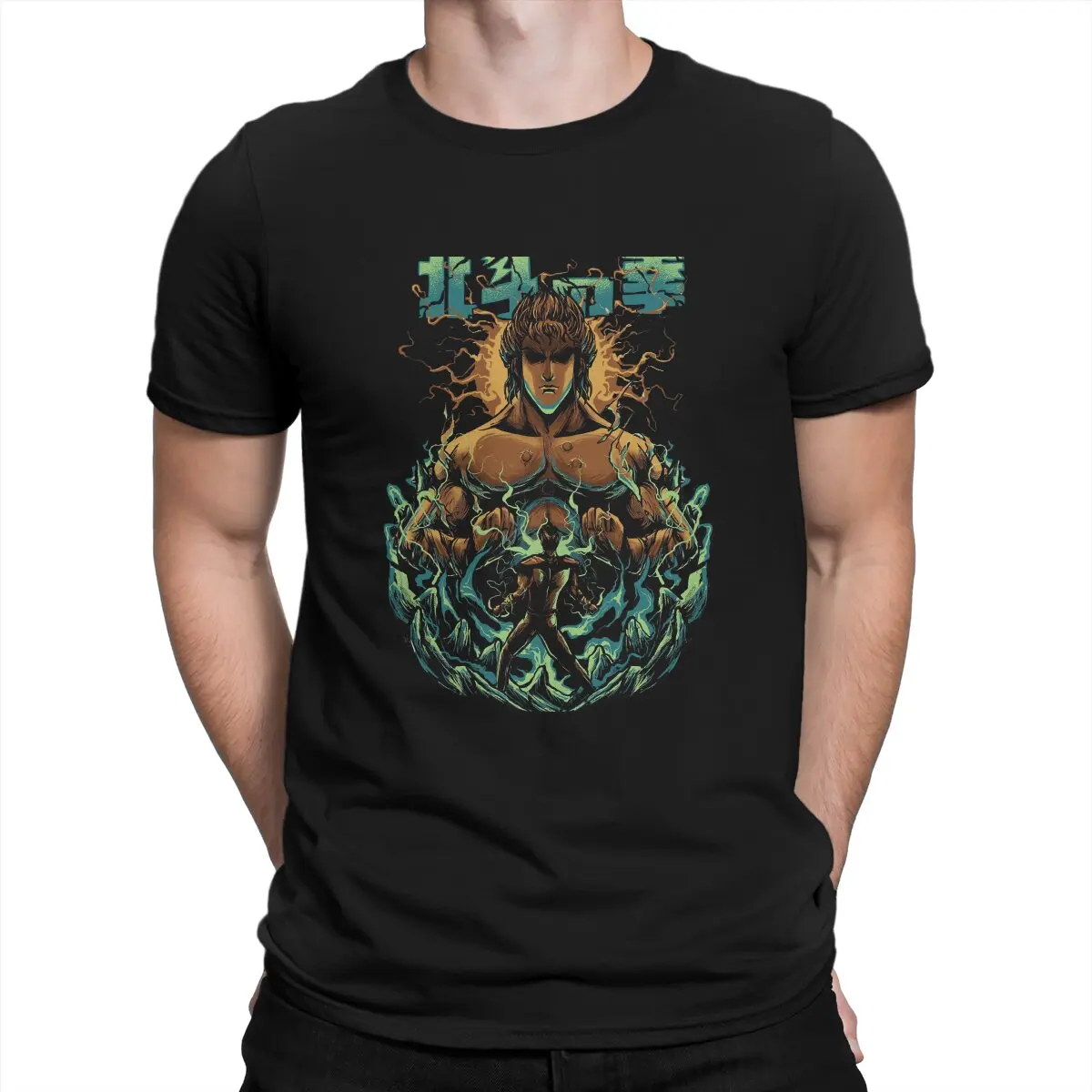

Men T-Shirt Kenshiro Design Novelty 100% Cotton Tee Shirt Short Sleeve Fist Of The North Star Manga Anime T Shirts Crew Neck