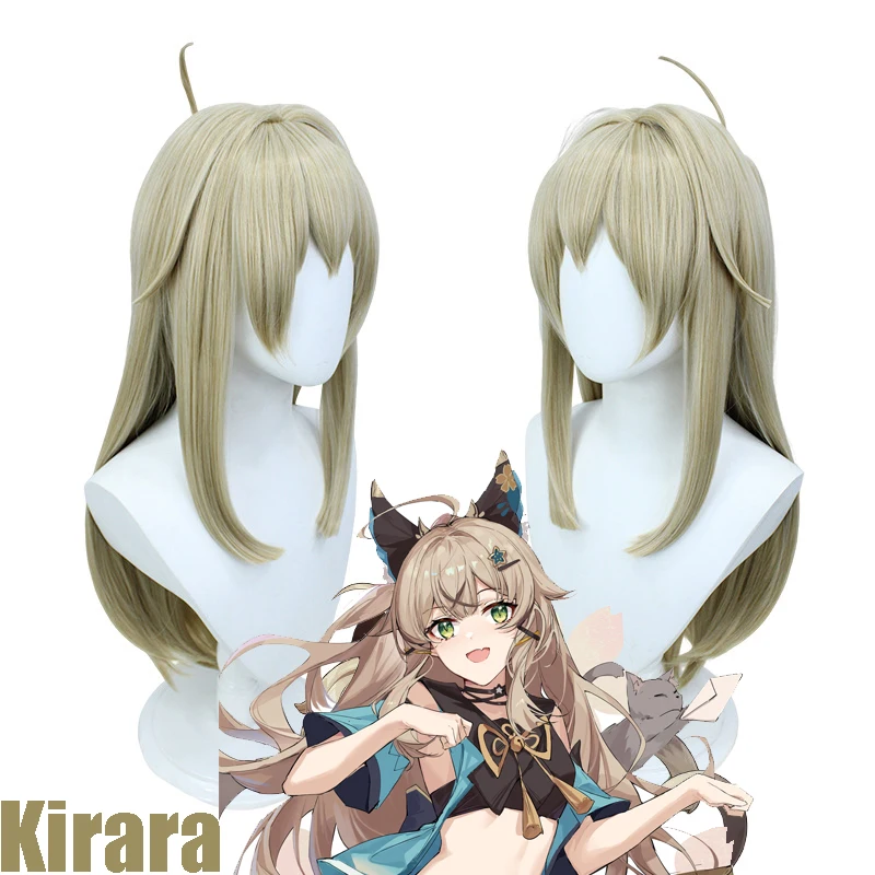 

Парик для косплея Kirara Game Genshin, парики для косплея, парики для косплея из длинных волос Kirara, парики для конского хвоста 2023, коричневые, 70 см, термостойкие синтетические