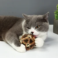 1 pcs cat catnip toys natural wooden polygonum interactive bell rotating mint ball bite resistant cleaning teeth cat supplies