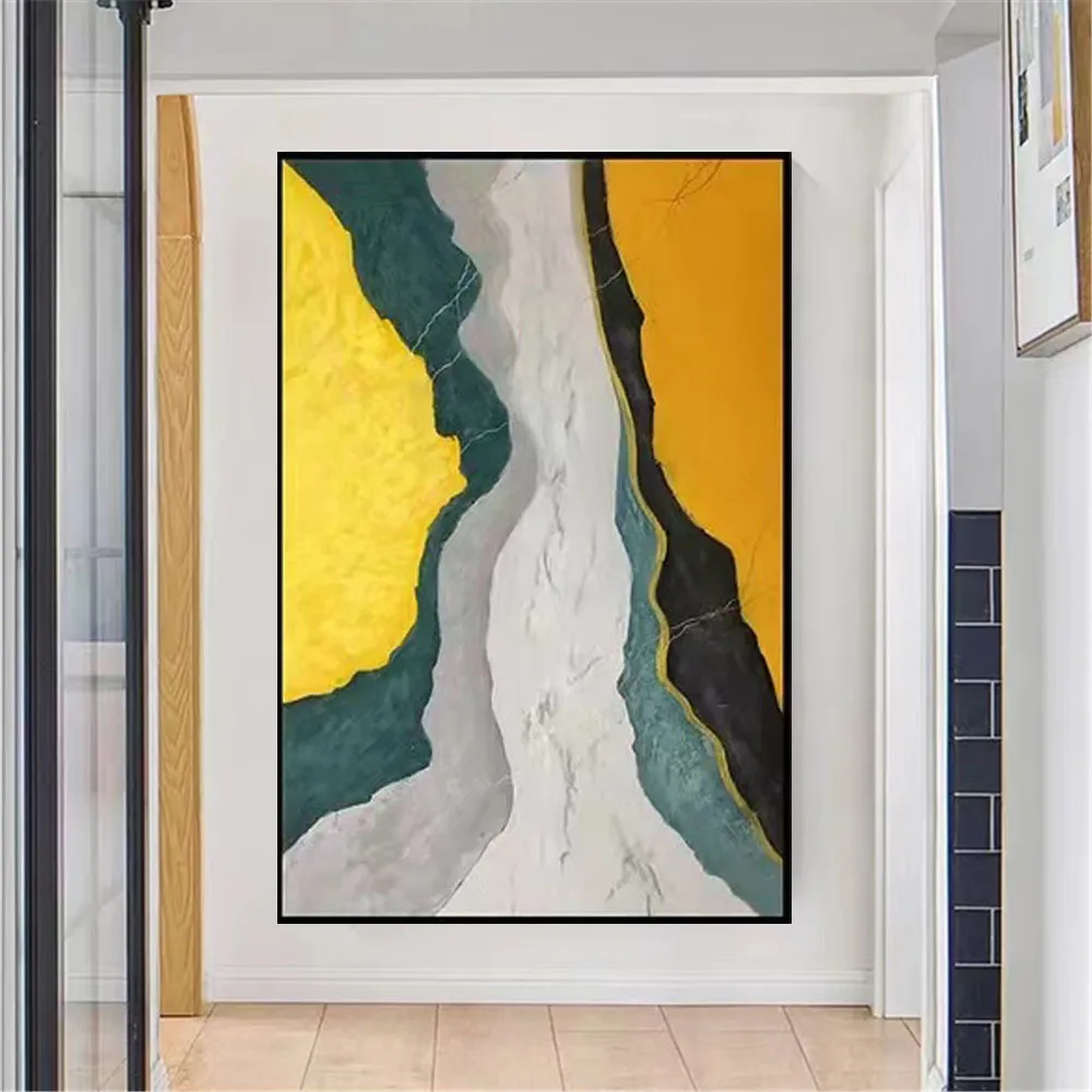 

Modern Abstract Home Decor Wall Art Pictures Bright Gold Foil Texture Canvas Trim Handmade Oil Paintings Decorating Living Room