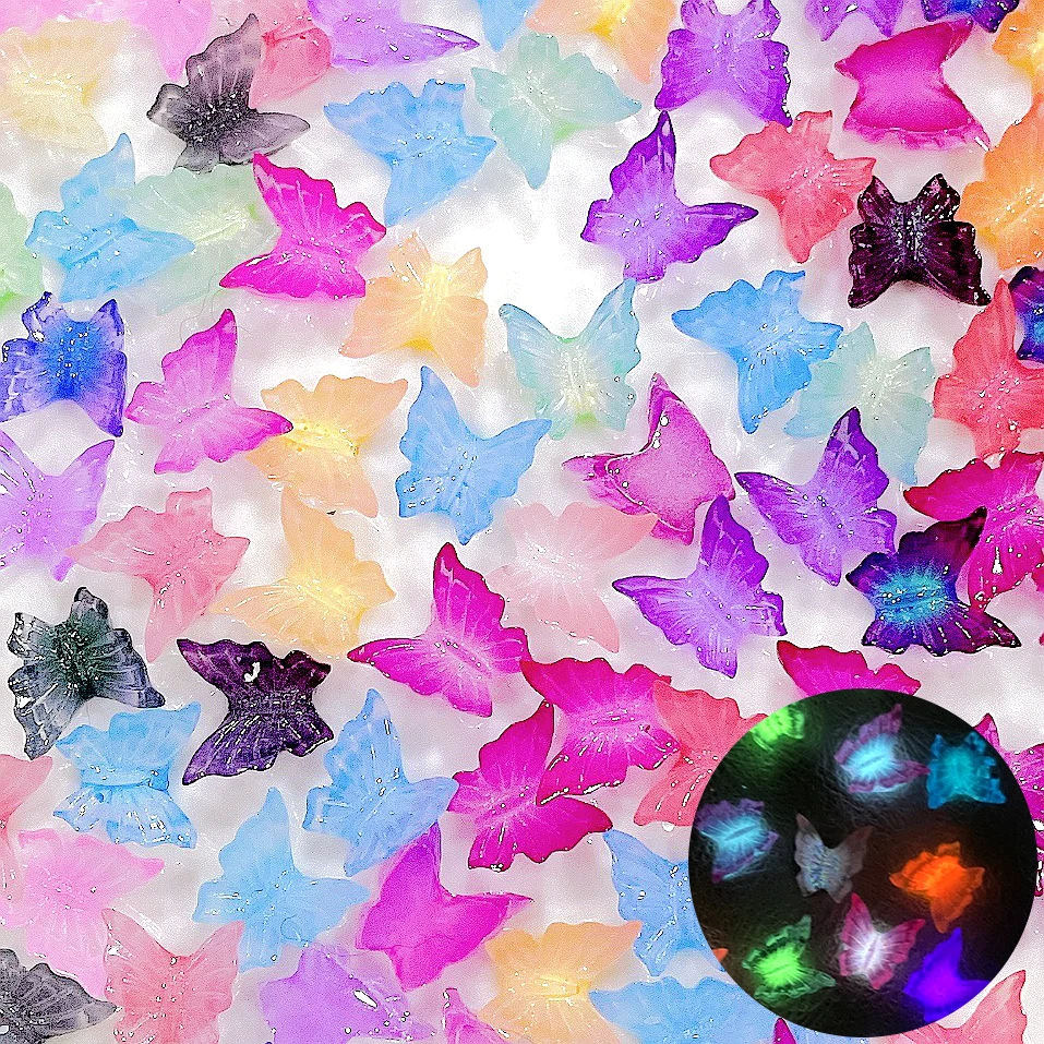 Светящиеся 3D акриловые подвески-бабочки для ногтей, 30 шт., аксессуары для изменения чувствительного цвета, инструмент для украшения ногтей