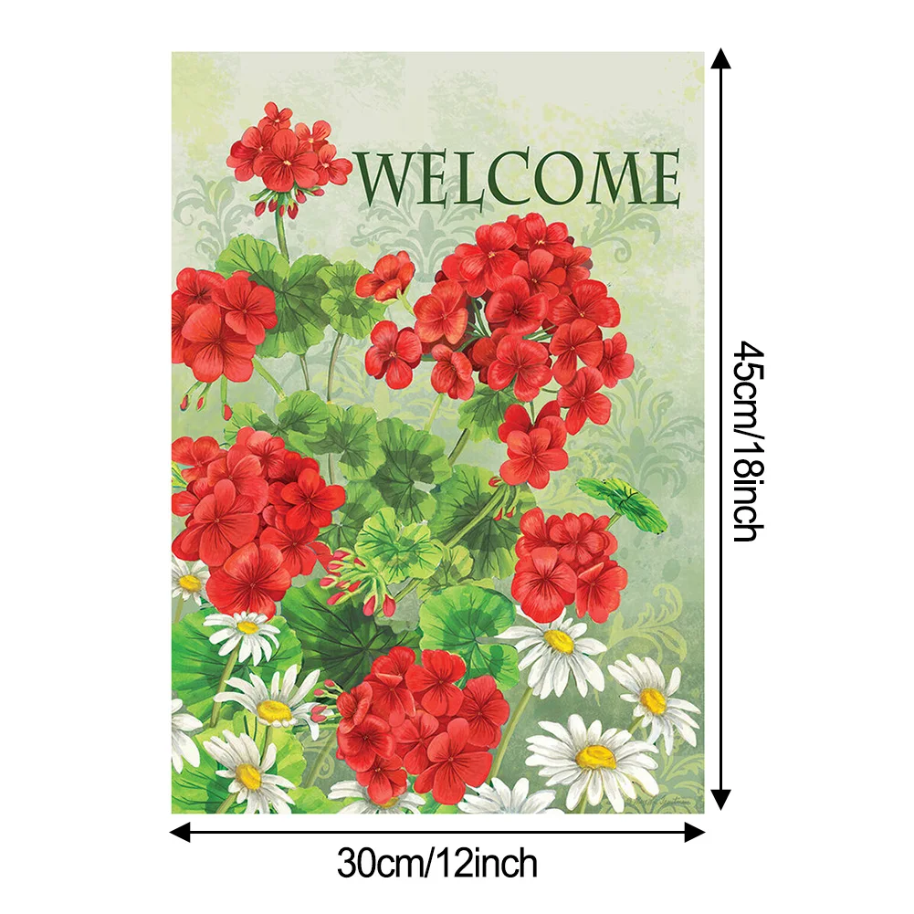 

Decoration Garden Flag Outdoor Living 1 Pcs 30 X 40cm(12x18inch) Camping Sites Flax Material Patios Welcome Floral