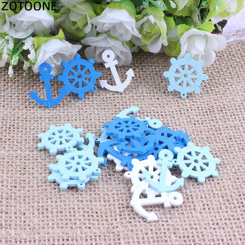 

ZOTOONE 1-300PCS Mix Sea Steering Wheels Anchors Scrapbook Accessories Craft Wood Buttons 2 Holes Button DIY Sewing Button B